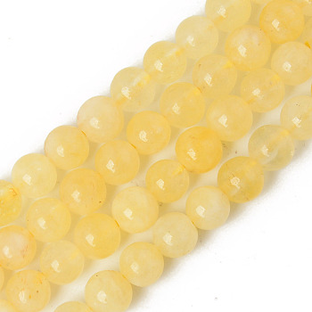 Natural Quartz Beads Strands, Dyed & Heated, Imitation Citrine, Round, 6~6.5mm, Hole: 1mm, about 62pcs/strand, 14.76 inch(37.5cm)
