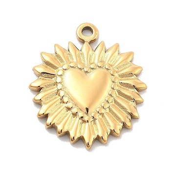 Ion Plating(IP) 304 Stainless Steel Pendants, Heart, Real 14K Gold Plated, 22.5x19.5x2.5mm, Hole: 1.5mm