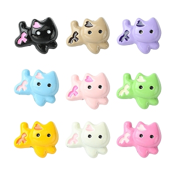 18Pcs 9 Colors Baking Paint Zinc Alloy Beads, Cat Shape with Word Baby, Mixed Color, 12x14x6mm, Hole: 1.5mm, 2pcs/color