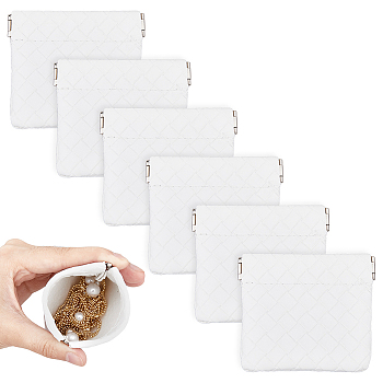 Rectangle Imitation Leather Multipurpose Shrapnel Makeup Bags, Coin Pouches for Lipstick, Small Items, Change Storage, Rhombus Pattern, White, 7.2x8.5x0.65cm