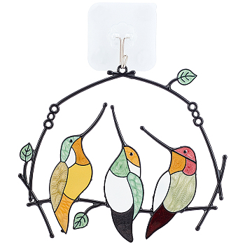 Alloy Enamel Pendant Decoration, with Plastic Adhesive Hook, Bird, Colorful, 149x183x3mm, Hole: 5mm