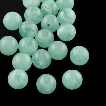 Round Imitation Gemstone Acrylic Beads, Medium Aquamarine, 20mm, Hole: 3mm, about 110pcs/500g