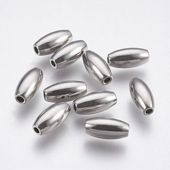 304 Stainless Steel Beads, Rice, Stainless Steel Color, 5x11mm, Hole: 1.5mm