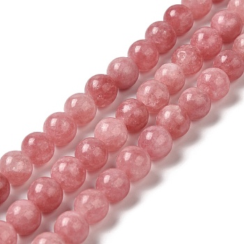 Natural Dyed Jade Beads Strands, Round, Light Coral, 8.5mm, Hole: 0.8mm, about 45~46pcs/strand, 14.69''~15.04''(37.3~38.2cm)