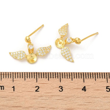 Wings 925 Sterling Silver Micro Pave Cubic Zirconia Dangle Stud Earring Findings(STER-P056-10G)-3