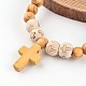 Bois croix bracelets en perles stretch(X-BJEW-JB02220)-2