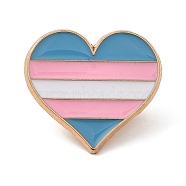 Transgender Pride Rainbow Theme Enamel Pins, Light Gold Alloy Brooches for Backpack Clothes, Heart, 23x25x1.5mm(JEWB-Q033-01LG-02)