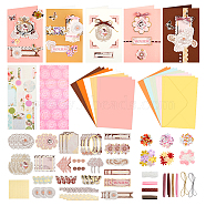 DIY Festival Envelope & Card Kids Craft Kits, including Envelope, Paperboard, Silk Ribbon, Rope, Resin Rhinestone and Paper Accessories, Mixed Color, 170x115x0.6mm(DIY-WH0488-66B)