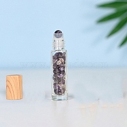 Natural Amethyst Roller Ball Bottles, with Plastic Cover, SPA Aromatherapy Essemtial Oil Empty Glass Bottle, 2x8.5cm, Capacity: 10ml(0.34fl. oz)(BOTT-PW0011-70C-02)