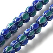 Handmade Lampwork Beads, Drum with Eye Pattern, Blue, 6~7x3.5mm, Hole: 1.8~2mm, about 129~134pcs/strand, 25.51~25.98''(64.8~66cm)(LAMP-B023-02A)