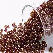 TOHO Round Seed Beads, Japanese Seed Beads, (165D) Transparent AB Ruby Hyacint, 11/0, 2.2mm, Hole: 0.8mm, about 5555pcs/50g(SEED-XTR11-0165D)
