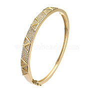 Cubic Zirconia Triangle Hinged Bangle, Real 18K Gold Plated Brass Jewelry for Women, Nickel Free, Clear, Inner Diameter: 2x2-3/8 inch(5.2x6cm)(BJEW-N014-022)