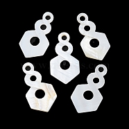 Natural Freshwater Shell Pendants, Gourd Charms, Navajo White, 44.5~45x22.5~23.5x2.5mm, Hole: 4.5mm(BSHE-Z003-20)
