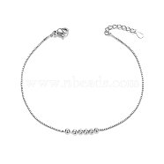 SHEGRACE 925 Sterling Silver Bracelet, with Small Beads, Silver Color Plated, 155mm(JB09B-02)