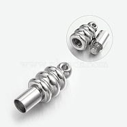 304 Stainless Steel Screw Clasps, Column, Stainless Steel Color, 16x6.5mm, Hole: 1.5mm(STAS-L135-01)