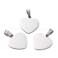 304 Stainless Steel Stamping Blank Tag Pendants, Heart, Stainless Steel Color, 20x20x1.8mm, Hole: 2.2mm(STAS-L220-02C-B01)