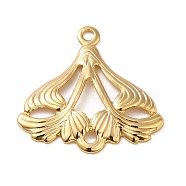 Brass Hollow Links, Real 18K Gold Plated, Leaf, 17x17.5x1.5mm, Hole: 1.2mm(KK-O100-17G-01)