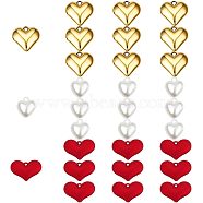 SUPERFINDINGS 30Pcs 3 Style Heart Pendants, includue Electroplated CCB Plastic and Opaque Spray Painted Acrylic Pendants, Mixed Color, 17~20x14~29x8mm, Hole: 1mm, 10pcs/style(FIND-FH0003-50)