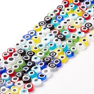 Handmade Evil Eye Lampwork Beads Strands, Heart, Colorful, 5x6x2mm, Hole: 1mm, about 63~67pcs/strand, 12.60~12.99 inch(32~33cm)(LAMP-F023-A07)