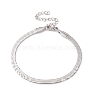 304 Stainless Steel Herringbone Chains Bracelet for Men Women, Stainless Steel Color, Wide: 4mm, 6-1/2 inch(16.5cm)(BJEW-D450-01P-02)