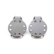 304 Stainless Steel Clip-on Earring Setting, Flat Round, Stainless Steel Color, 20x15x9mm, Hole: 2.5mm(STAS-Q241-012A)
