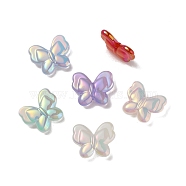 UV Plating Rainbow Iridescent Imitation Jelly Acrylic Beads, Butterfly, Mixed Color, 19x22.5x6mm, Hole: 2.5mm(OACR-K003-012)