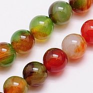 Natural Peacock Agate Beads Strands, Dyed, Round, Mixed Color, 8mm, Hole: 1mm(G-G444-8mm-02)