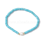 Natural Howlite and Pearl Beads Btacelets, Strech Bracelets, Inner Diameter: 2 inch(5cm)(BJEW-JB10681-07)