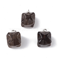 Natural Smoky Quartz Pendants, Merkaba Star Charms, with Stainless Steel Color Plated 201 Stainless Steel Snap on Bails, 18~20x14~15x14~15mm, Hole: 8x3mm(G-C002-02I)