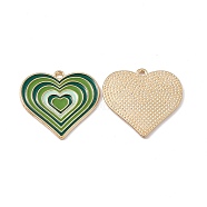 Alloy Pendants, with Enamel, Heart Charm, Golden, Sea Green, 25x26x1.5mm, Hole: 1.8mm(ENAM-H039-11G-A)