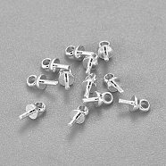 304 Stainless Steel Cup Pearl Peg Bails Pin Pendants, For Half Drilled Beads, Silver, 6x3mm, Hole: 1.5mm, Pin:0.8mm(X-STAS-H436-15S)