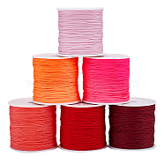 Elite 6 Rolls 6 Colors Braided Nylon Thread, Chinese Knotting Cord Beading Cord for Beading Jewelry Making, Mixed Color, 0.8mm, about 100 yards/roll, 1 roll/color(NWIR-PH0002-07B)