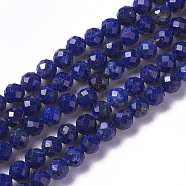 Natural Lapis Lazuli Beads Strands, Faceted, Round, 2~3x2~2.5mm, Hole: 0.2mm, about 181~210pcs/strand, 15.9~16.3 inch(40.4~41.5cm)(G-F596-15-2mm)