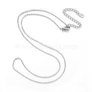 304 Stainless Steel Necklaces, Cable Chain Necklaces, Stainless Steel Color, 17.32 inch(44cm)(NJEW-E080-10P)