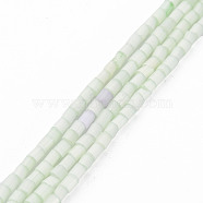 Glass Silk Stain Style Beads Strands, Tube, Pale Green, 1.5~5x2mm, Hole: 0.8mm, about 185~187pcs/strand, 15.55 inch~15.75 inch(39.5~40cm)(GLAA-N047-001A-06)