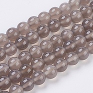 Natural Agate Beads Strands, Round, Light Grey, 8mm, Hole: 1mm(G-G583-8mm-08)