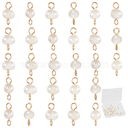 30Pcs Natural Cultured Freshwater Pearl Connector Charms, Potato Links with Golden Golden Plated 304 Stainless Steel Double Loops, Golden, 12mm, Hole: 2.2mm(PALLOY-SC00005)