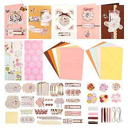DIY Festival Envelope & Card Kids Craft Kits, including Envelope, Paperboard, Silk Ribbon, Rope, Resin Rhinestone and Paper Accessories, Mixed Color, 170x115x0.6mm(DIY-WH0488-66B)
