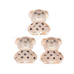 Transparent Acrylic Cabochons, Bear with Polka Dot Pattern, Antique White, 21x17.5x9mm(TACR-N006-30)