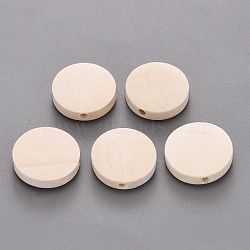 Wooden Beads, Undyed, Flat Round, Antique White, 20x5mm, Hole: 1.4~2mm, about 500pcs/500g(WOOD-S055-26B-01)