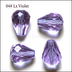 Imitation Austrian Crystal Beads, Grade AAA, K9 Glass, Faceted, Drop, Lilac, 10x12mm, Hole: 0.9~1.5mm(SWAR-F062-12x10mm-04)