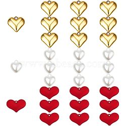 SUPERFINDINGS 30Pcs 3 Style Heart Pendants, includue Electroplated CCB Plastic and Opaque Spray Painted Acrylic Pendants, Mixed Color, 17~20x14~29x8mm, Hole: 1mm, 10pcs/style(FIND-FH0003-50)