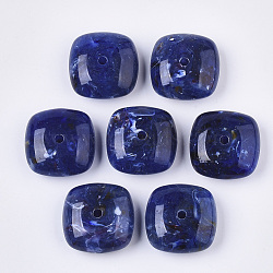 Acrylic Beads, Imitation Gemstone Style, Square, Medium Blue, 31~31.5x31~31.5x14~14.5mm, Hole: 3.5~4mm, about 46pcs/500g(OACR-T019-01A)