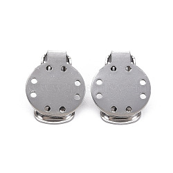 Non-Tarnish 304 Stainless Steel Clip-on Earring Setting, Flat Round, Stainless Steel Color, 20x15x9mm, Hole: 2.5mm(STAS-Q241-012A)