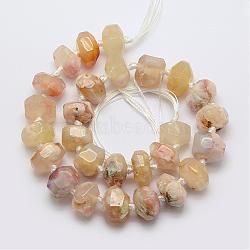 Natural Cherry Blossom Agate Beads Strands, Faceted, Rondelle, 15~17x8.5~12mm, Hole: 2.5mm, about 27pcs/strand, 15.5 inch(39.5cm)(G-K195-04A)