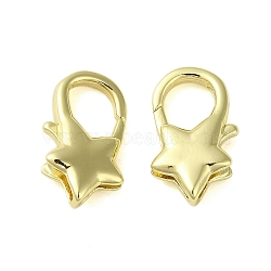 Brass Lobster Claw Clasps, Star, Golden, 18x10.5x4mm, Hole: 1x4.5mm(KK-B089-22B-G)