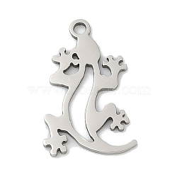 201 Stainless Steel Pendants, Lizard Charms, Stainless Steel Color, 17.5x11.5x1mm, Hole: 1.4mm(STAS-F316-26P)