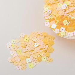 Ornament Accessories Plastic Paillette/Sequins Beads, Square, Yellow, 5x5x0.1mm, Hole: 1.4mm(PVC-E001-08-RC01)