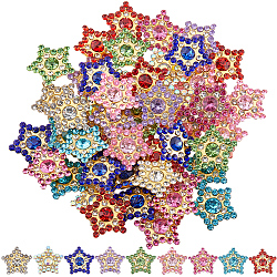 108Pcs 9 Colors Star Sew on Rhinestone, Glass Rhinestone with Plastic Prong Settings, Multi-Strand Links, Mixed Color, 15x15.5x4.5mm, Hole: 3.5x1.4mm, 12pcs/color(OACR-GF0001-13)