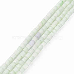 Glass Silk Stain Style Beads Strands, Tube, Pale Green, 1.5~5x2mm, Hole: 0.8mm, about 185~187pcs/strand, 15.55 inch~15.75 inch(39.5~40cm)(GLAA-N047-001A-06)